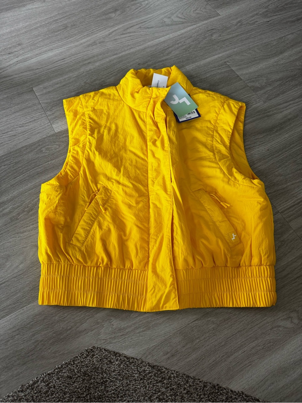 JoyLab Bright Yellow Puffer Vest with Elastic Hem